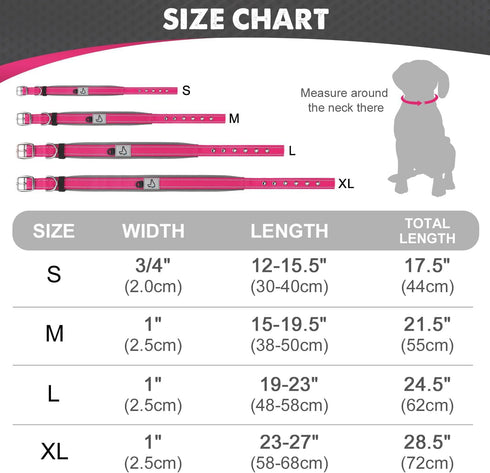 Joytale Neoprene Padded Dog Collars for Medium Dogs, 11 Colors, Reflective Wide Durable Metal Buckle, Hotpink