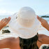Women's Foldable Fishing Hat, Mesh Sun Hats, Wide Brim Summer Outdoor UV Protection Beach Bucket Cap with Chin Strap