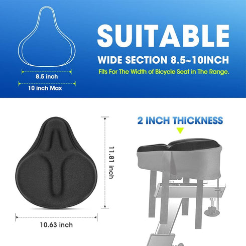 8.5-10in(Rain ANZOME Bike Seat Cushion, Wide Foam & Extra Soft Gel Exercise Bike Seat Cushion for Women Men Everyone