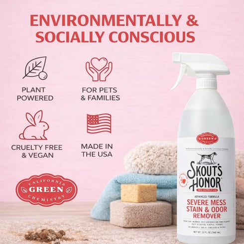 35 oz SKOUT'S HONOR Severe Mess Stain & Odor Eliminator, Powerful Stain Remover and Carpet Cleaner for Tough Dog