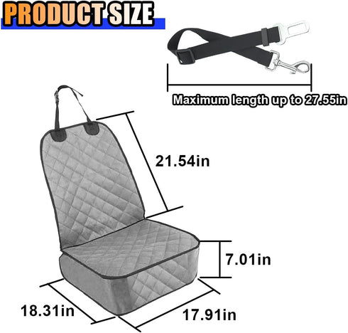 smilfuy Dog Car Front Seat Cover with Side Flaps, Waterproof & Scratch Proof Car Seat Protector for Dog, Nonslip Pet