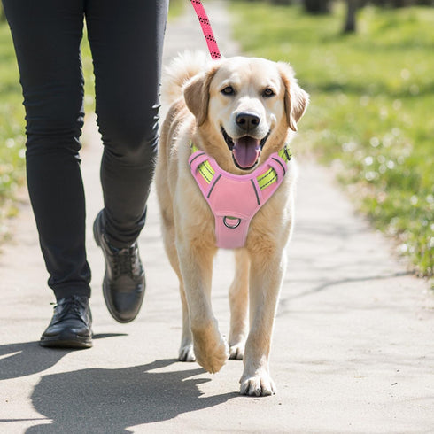 BARKBAY No Pull Dog Harness Large Reflective Dog Harness with Front Clip and Easy Control Handle for Walking Training