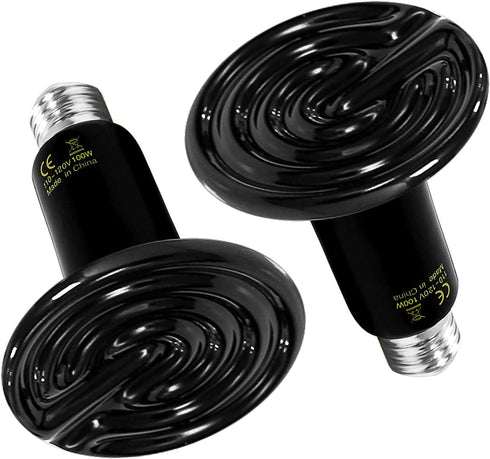 Simple Deluxe 100W 2-Pack Ceramic Heat Emitter Reptile Heat Lamp Bulb No