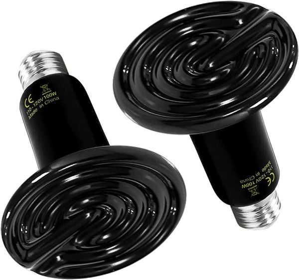 Simple Deluxe 100W 2-Pack Ceramic Heat Emitter Reptile Heat Lamp Bulb No