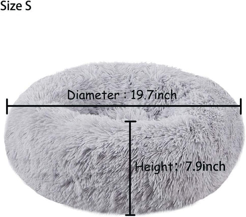 BODISEINT Modern Soft Plush Round Pet Bed for Cats or Small Dogs, Cozy Sleeping Kennel (20'' D x 8'' H, Light Grey)