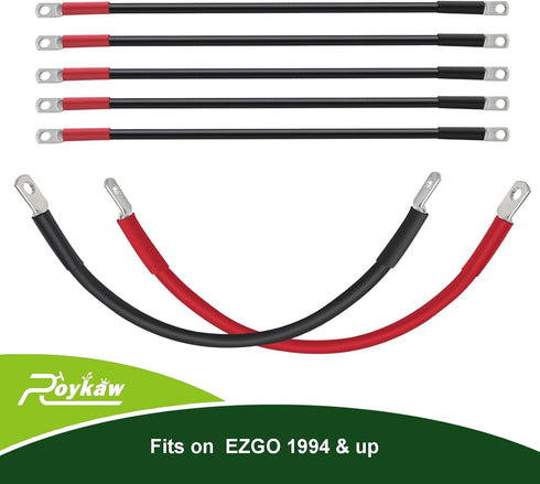 Roykaw Golf Cart Battery Cables for EZGO TXT/Medalist 36/48 Volt 1994-Up Models, Heavy-duty Pure Copper, 4 Gauge/7