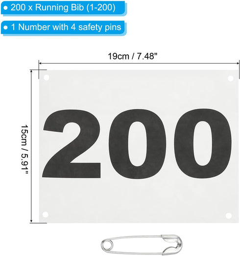 19x15cm Durable Waterproof Running Bib Numbers for Race Events