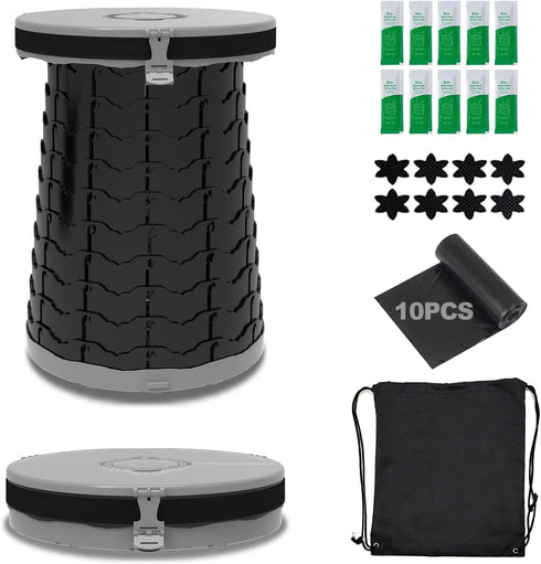 VIVETERA Camping Toilet Retractable Portable for Adults Kids, Adjustable Height Potty with Lid