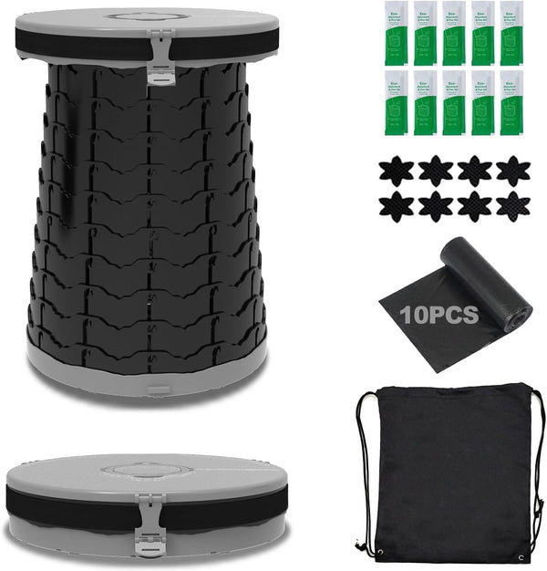 VIVETERA Camping Toilet Retractable Portable for Adults Kids, Adjustable Height Potty with Lid