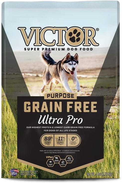 Victor Super Premium Dog Food – Grain Free Ultra Pro Dry Dog Food – High Protein for Active Dogs, 5 lb