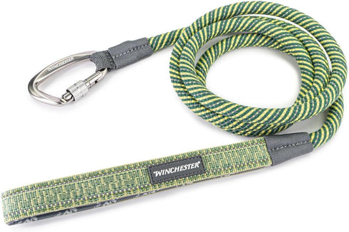 Winchester Pet 6 Foot Rope Leash - Heavy Duty Poly Blend for Large Medium Breed Dogs, Smoke Pine Color, Carabiner Clasp