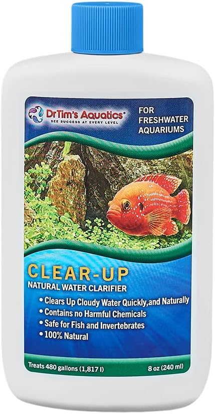 Dr.Tim’s Aquatics Freshwater Clear-UP Natural Water Clarifier, Eco-Friendly Solution for Fish Tanks, 8 Oz.