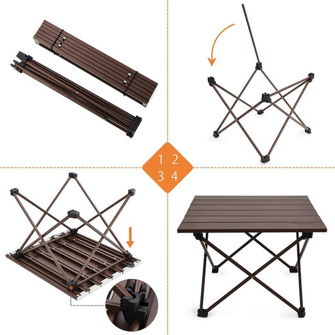 Backpacking 15.5''L 13.8''W 11.4''H SOUJOY Camping Side Table, Portable Folding Beach Table, Small Aluminum Picnic