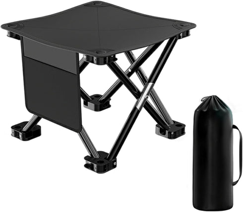 Cndiyald Portable Folding Chair with Side Pocket, Strong Steel Frame Oxford Fabric Stool