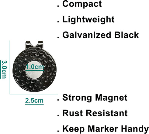 Magnetic Golf Hat Clips 4, 6, or 8 PCS Ball Marker Holders for Caps, Hats, Gloves, Bags, Visor, Belt (Black, Bronze)