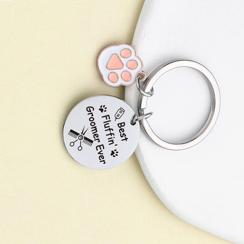 Dog Groomer Keychain, Dog Hairdresser Gift, Pet Beautician Keychain