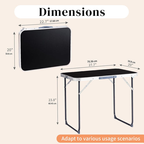 BIVVI 2.3 Foot Small Folding Table Portable Lightweight Utility Side Tables with Carrying Handle, Outdoor Aluminum