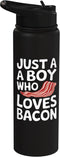 Bacon Meat Breakfast Bacons Bacon Just A Boy Who Loves Bacon Stainless Steel Insulated Water Bottle