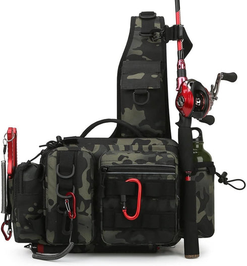 Fishing Tackle Bag - Tactical Sling Storage Bag, Lightweight Backpack for Fishing Hiking Hunting Camping