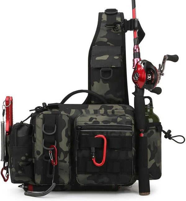 Fishing Tackle Bag - Tactical Sling Storage Bag, Lightweight Backpack for Fishing Hiking Hunting Camping