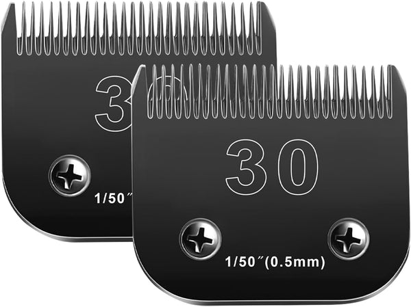 30 Blades Dog Grooming Blades Compatible with Andis/Oster A5/Wahl KM-10 Series, Detachable Replacement Blades, Black