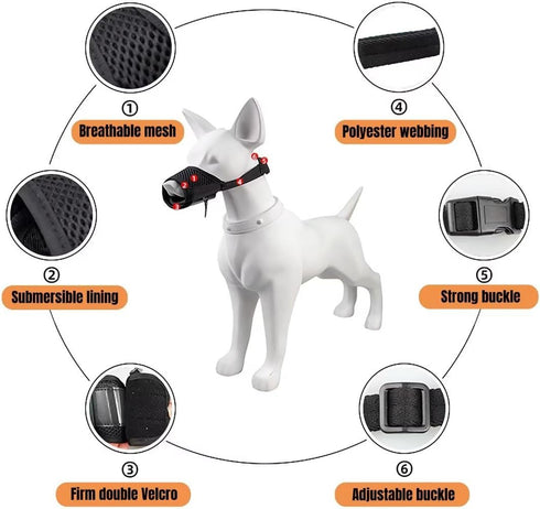 Lxnoap Black Quick Muzzle for Small Dogs, Adjustable & Comfortable Mouth Cover, Size S