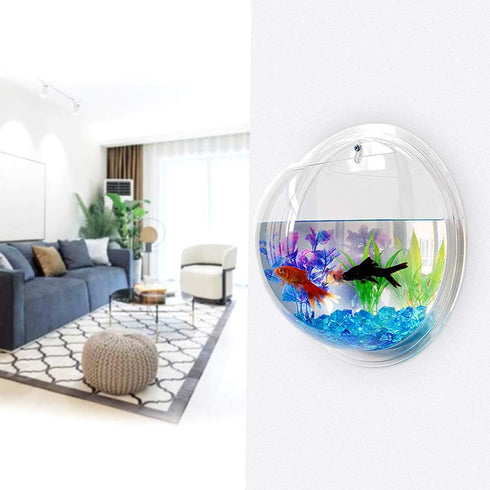2PCS Wall Hanging Fish Tanks | Clear Acrylic Round Fish Tanks Flower Pot Vase for Hydroponics