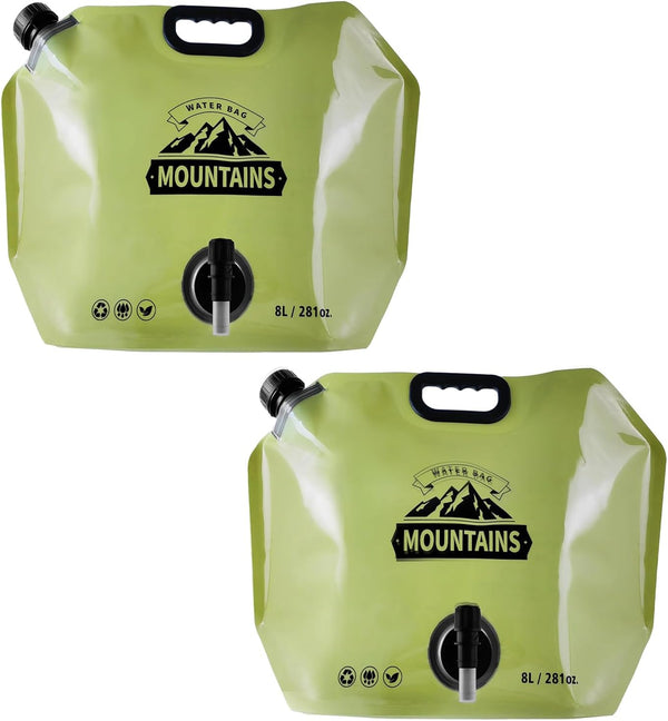 AaiLucky 2pcs Collapsible Water Container Bag, Portable Water Jug with Spigot, BPA-Free Leakproof