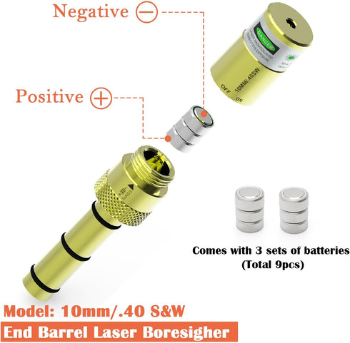 9mm/.38/.22/.223/5.56/.357Mag/.380acp/.17hmr/.177cal/10mm/cal.40S&W Special Laser Boresighter End Barrel Laser Bore Sight with Switch Turn ON/Off, Accurately and Easy to Use by Bayattoo