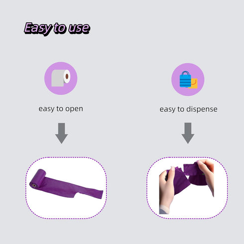 Cats,6 (90 Count) Purple T-Shirt Poop Bags with Easy-Tie Handles Leak-Proof, Extra Thick Waste Bags for Small Dogs