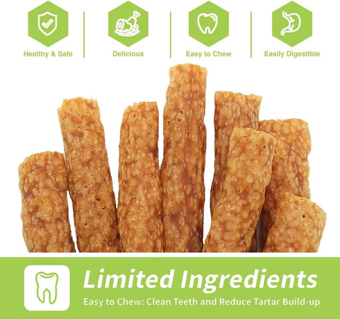 Chicken Dog Chew Sticks, Puffed Human Grade Dog Treat Sticks, Rawhide Alternative, Easy to Digest, 10pcs/Pack