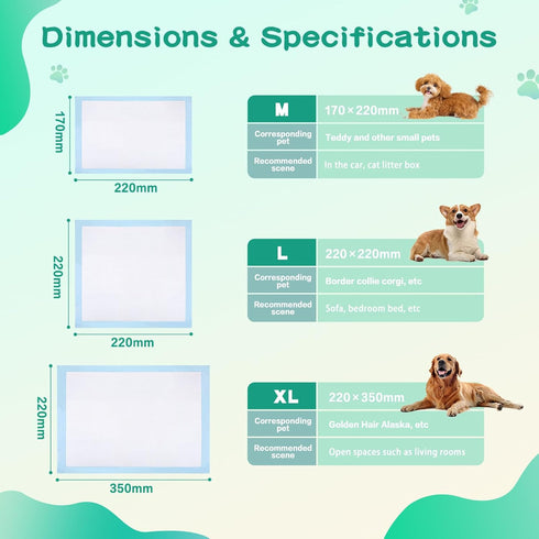 ZTAICOMGO 23inx35in 40 100pcs 6-Layer Diaper Pee Pads for Dogs, Extra Large Disposable Training Pads pc Plus