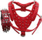 PU Leather Spiked Studded Dog Collars & Harnesses 2Pcs Matching Set for Medium & Large Dogs (Red, M)