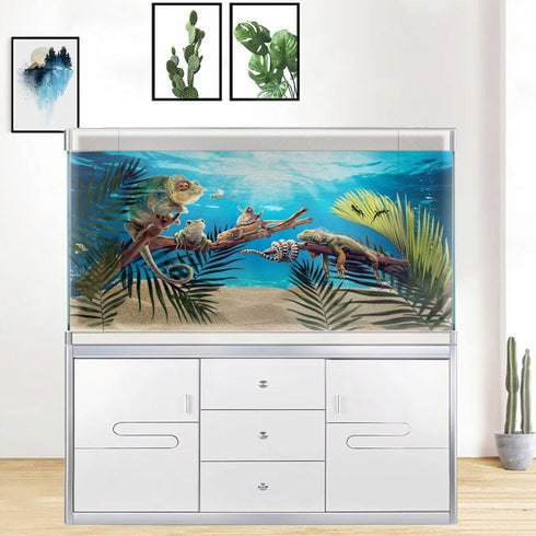 36X24IN Under The Sea Coral Reef Aquarium Background - Terrarium Background with 10 EVA Tape