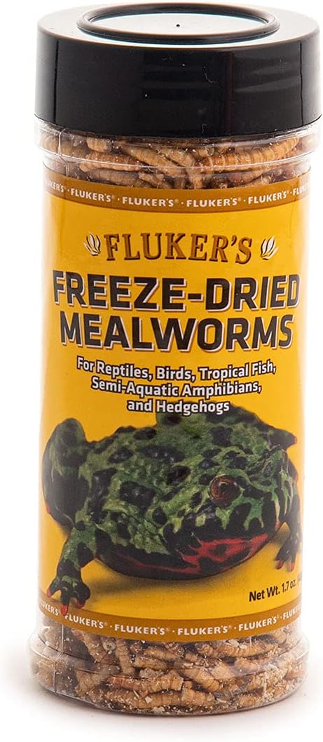 Fluker's Freeze Dried Insects, Mealworms, 1.7 oz, Ideal for Lizards, Reptiles, Birds, Fish