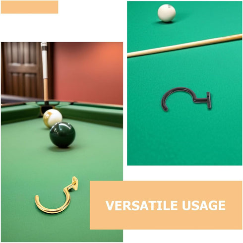 4 Set, Operitacx Pieces Metal Billiard Cue Holder Hooks Pool Table Side Cue Hangers in Gold and Black, Wall-mounted
