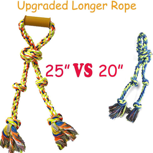 Extra Large Dog Rope Toys, Heavy Duty Tug of War Interactive Chew Rope, Durable 3 Way Dog Rope with Handle