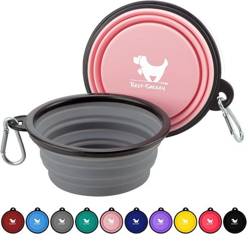 Collapsible Dog Bowls for Travel, 2-Pack Portable Water Bowl for Dogs and Cats, BPA Free