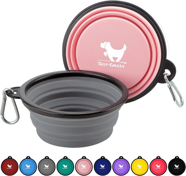 Collapsible Dog Bowls for Travel, 2-Pack Portable Water Bowl for Dogs and Cats, BPA Free