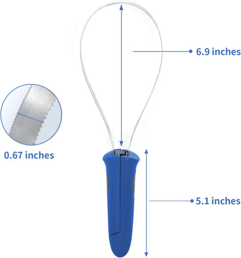 Dual-Sided De-Shedding Tool with Stainless Steel Blade for All Dog Coat Types - Soft Touch Grip (BLUE)