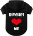 EXPAWLORER Dog Hoodies, Soft and Warm Fall Sweatshirt with Leash Hole, Winter Fleece Pet Clothes, Bitches Love ME Print