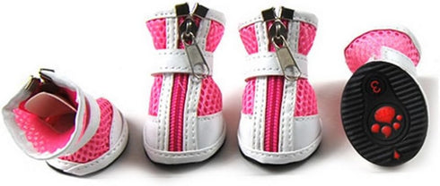 Zunea Small Dog Shoes for Hot Pavement, Breathable Mesh Boots, Adjustable Non-Slip Zipper Pet Booties, Pink 5#