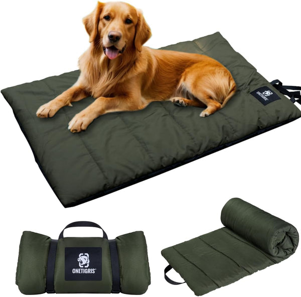 OneTigris Large Dog Bed, Washable Mattress with Anti-Slip Cushion, 3.6ft by 2.2ft Water-Resistant Pet Bed, Green