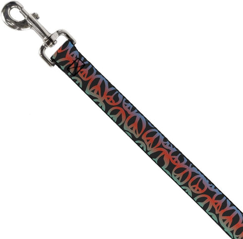 Dog Leash Peace Black Multi Color 6 Feet Long 0.5 Inch Wide