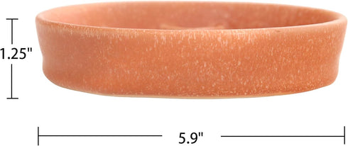 Ceramic Slow Feeder Cat Bowls - 6 Inch Shallow Whisker Friendly Food Bowls, Dishwasher Safe (Orange)