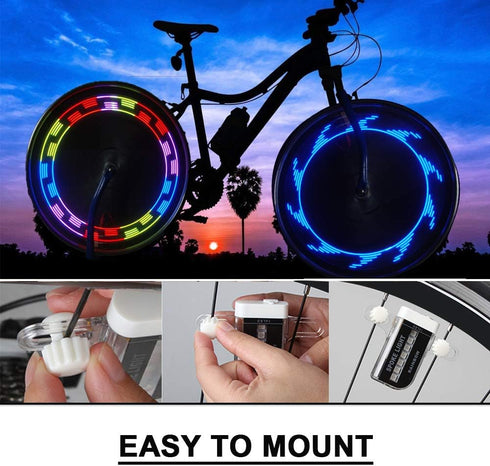 Solhice 2 Tire Rechargeable LED Bike Wheel Lights, Waterproof Bicycle Spoke Lights, 30 Patterns for Night Riding