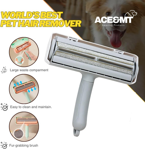 Roller Pet Hair Remover and Reusable Lint Roller, Portable Multi-Surface Tool for Cat and Dog Hair Removal