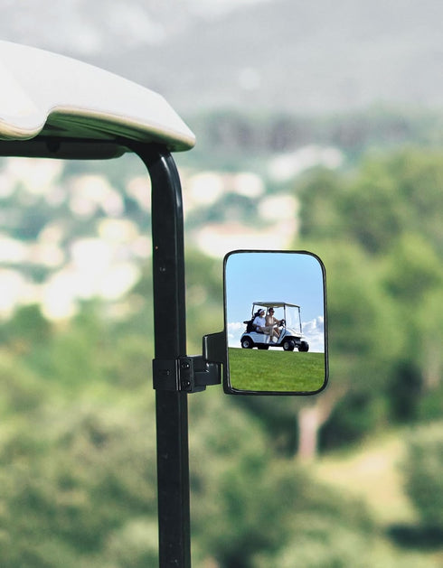 KEMIMOTO No Drilling Golf Cart Side Mirrors, Universal Folding Side View Mirrors for 0.75"-1.25" Square Rail,