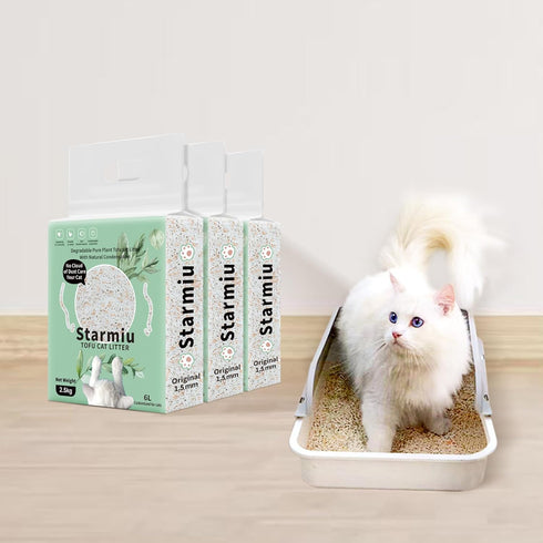 starmiu 2.5kg 100% Flushable Tofu Cat Litter, Vanilla Scented Bag, Natural Plant-Based, Dust-Free, Fast Clumping, Odor