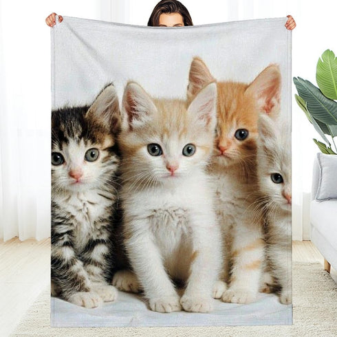 PALNKART 40x50in Cute Cat Flannel Blanket for Sofa Bed Travel Camping Chair, Soft Warm Lightweight Multifunctional Gift